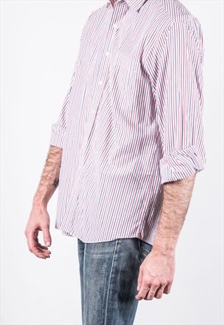 VINTAGE RED AND BLUE STRIPED TOMMY HILFIGER SHIRT