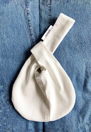 DENIM KNOT BAG (WHITE)