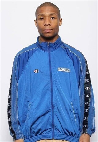 VINTAGE CHAMPION LOGO TRACK JACKET BLUE