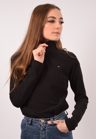 VINTAGE TOMMY HILFIGER FLEECE JUMPER BLACK