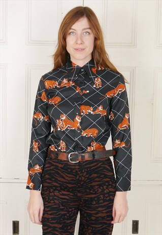 70S FUNKY TIGER PATTERN SHIRT WITH LARGE COLLAR