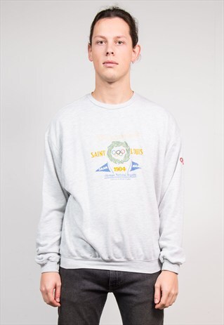 VINTAGE 90'S GREY ADIDAS ST LOUIS OLYMPICS SWEATSHIRT