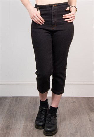90'S VINTAGE BLACK SKINNY THREE QUARTER JEANS