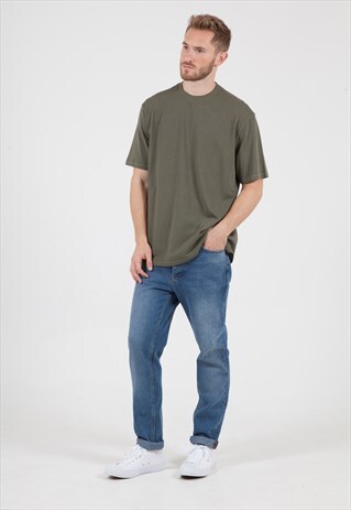 OVERSIZED T-SHIRT WITH HIGH NECK IN KHAKI