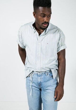 VINTAGE 80S TOMMY HILFIGER SHORT SLEEVE SHIRT/ S4441