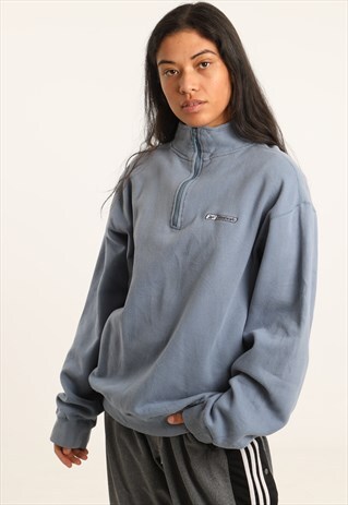 VINTAGE REEBOK EMBROIDERED SPELLOUT 1/4 ZIP SWEATSHIRT