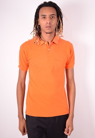 LOTTO MENS VINTAGE POLO SHIRT SMALL ORANGE 90S