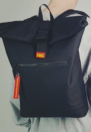 SLIMLINE ROLL TOP BACKPACK BLACK