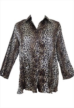Vintage Blouse 90s Y2K Boho Party Cheetah Print Long Sleeve 