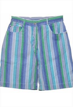 Vintage Multi-colour Striped Denim Shorts - W30