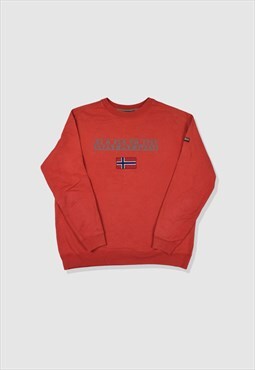 Vintage 90s Napapijri Spellout Logo Sweatshirt in Red