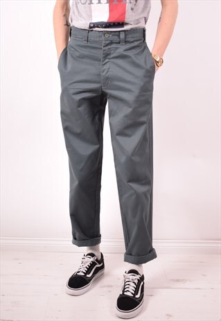 DOCKERS MENS VINTAGE TROUSERS W31 L32 GREY 90S
