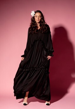 Black Maxi Dress/ Boho dress/ Maxi Boho dress/ Day dress