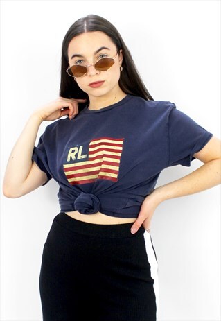 90'S RETRO BLUE SPELL-OUT LOGO T-SHIRT