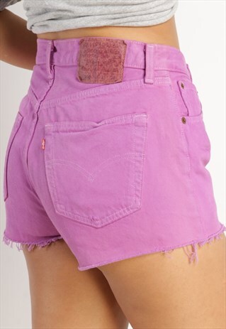 VINTAGE LEVI'S 501 REWORKED DENIM SHORTS IN PURPLE X477