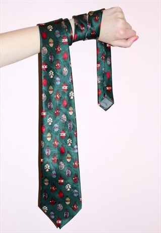 VINTAGE 90S LANVIN PARIS SILK CHRISTMAS NOVELTY BAUBLE TIE