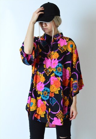 VINTAGE 90S COLOURFUL FLOWER SASSY SHIRT