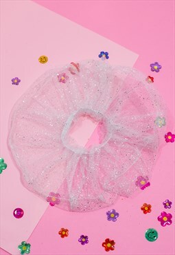 Stacy - Festival Glittering Pink Scrunchy