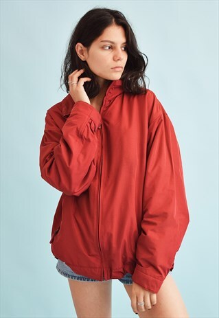 90'S RETRO MAROON OVERSIZED ATHLEISURE BOMBER SHELL JACKET