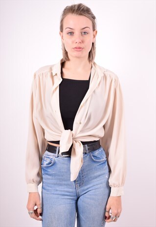 WOMENS VINTAGE SHIRT LARGE BEIGE 90'S