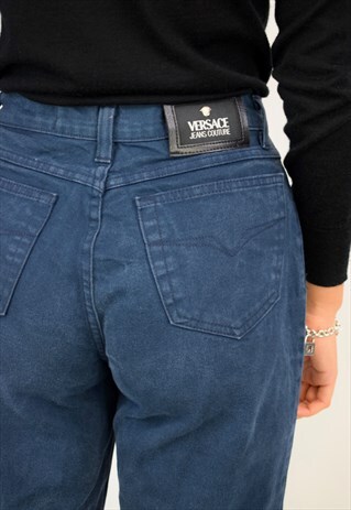 VINTAGE 90S VERSACE BLUE WASH HIGH WAIST JEANS