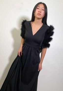 Vintage hand made maxi night out black dress 