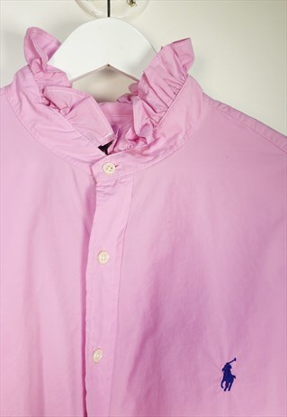 VINTAGE REWORKED CROPPED RALPH LAUREN SHIRT IN PINK
