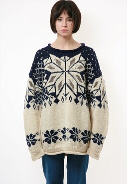 Wool Heavyweight Abstract Pattern Sweater Jumper 2163