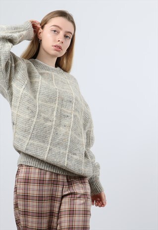 VINTAGE LARGE GREY KNITTED SWEATSHIRT