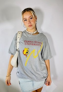 Vintage Y2K USA Size L University T-Shirt in Grey