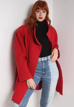Vintage M&S Wool Mac Jacket Red