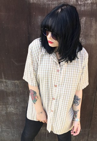 VINTAGE 90'S CHECKED PRINT BLOUSE
