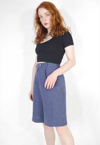 VINTAGE 80S 90S HIGH WAISTED BLUE SHORTS
