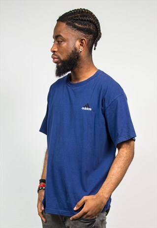 ADIDAS 90'S VINTAGE BLUE CREW NECK CLASSIC T-SHIRT