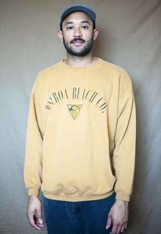 90S SURFER WAVES BOLBOA BEACH YELLOW SOUVENIR SWEATSHIRT