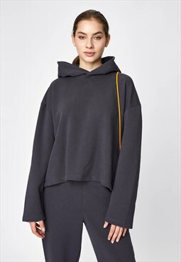 Grey Relaxed Fit Cotton Hoodie