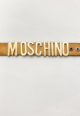 Vintage 90s MOSCHINO lettering logo calfskin bracelet 