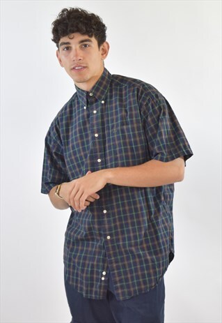 VINTAGE 90S BLUE CHECKERED TOMMY HILFIGER SHIRT