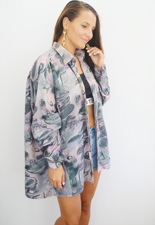 90S OVERSIZED PATTERNED VINTAGE SHIRT / TOP