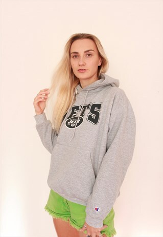 VINTAGE 90S CHAMPION USA JETS PULLOVER LOGO HOODIE