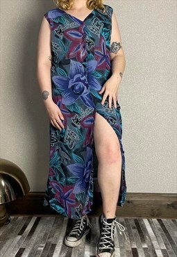 Vintage 80's Coocoon Tropical Flora Moo Moo Dress