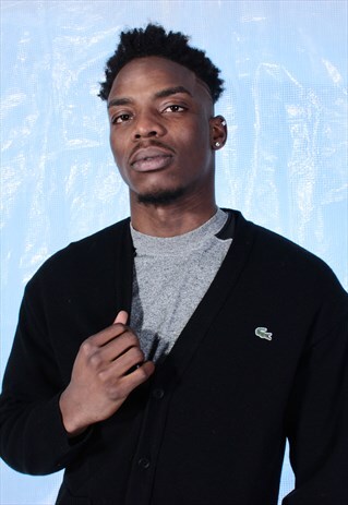 VINTAGE LACOSTE BLACK LIGHTWEIGHT CARDIGAN