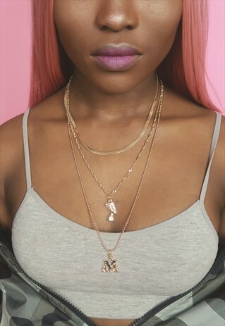 CUSTOM INITIAL QUEEN LAYERED NECKLACE