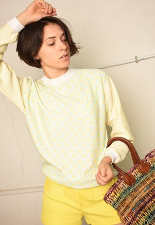 80'S RETRO FESTIVAL GARM FLORAL PRINT SWEATSHIRT JUMPER