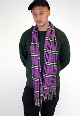 VINTAGE BURBERRY TRADITIONAL CASHMERE CHECKED SCARF