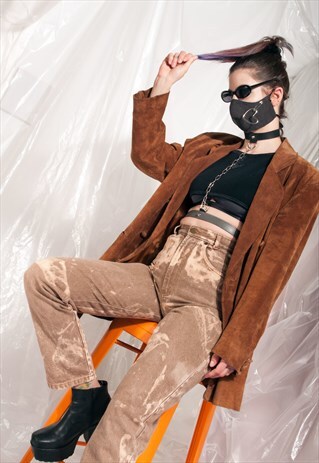 VINTAGE LEATHER JACKET 90S BROWN SUEDE OVERSIZED BLAZER COAT