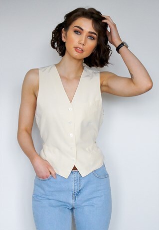 CREAM DKNY SILK WAISTCOAT
