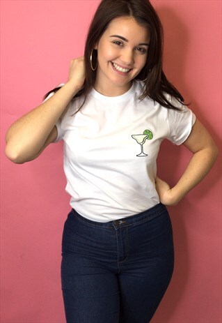 MARGARITA LOGO COCKTAIL EMBROIDERED LOGO T SHIRT