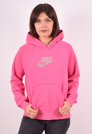 NIKE WOMENS VINTAGE HOODIE JUMPER LARGE PINK 90S