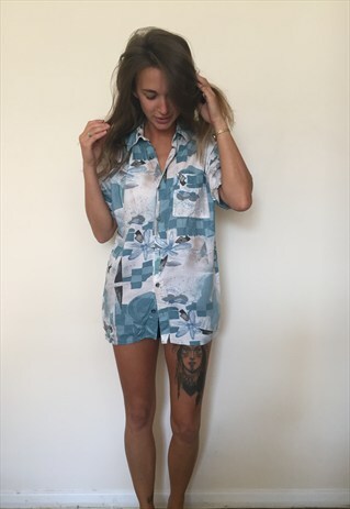 CRAZY PATTERNED VINTAGE RETRO OVERSIZED SHIRT